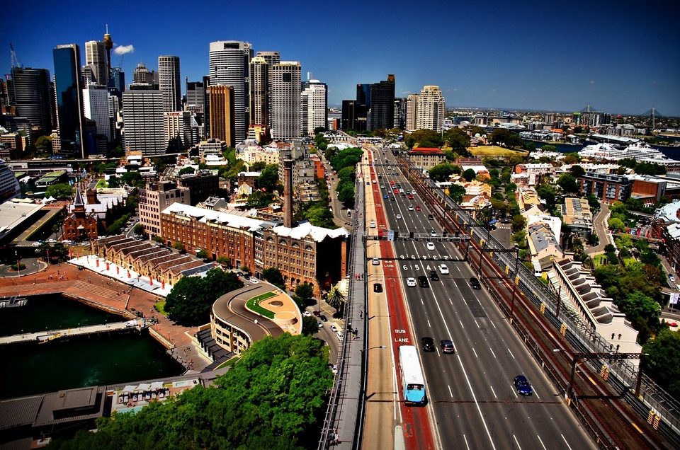 Sydney CBD - the Bradfield Highway, view from the Harbour Bridge