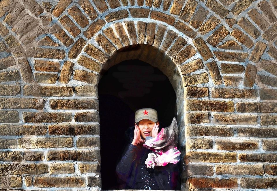 a girl inside the Great Wall of CHINA