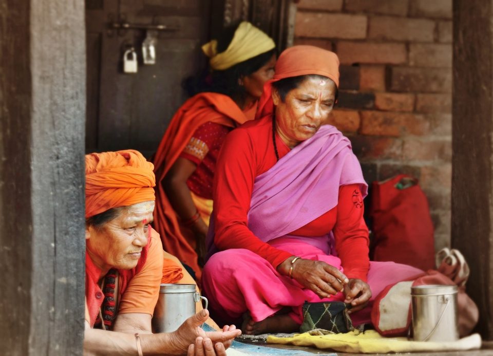 Widows at the Crematoria, Kathmandu, NEPAL