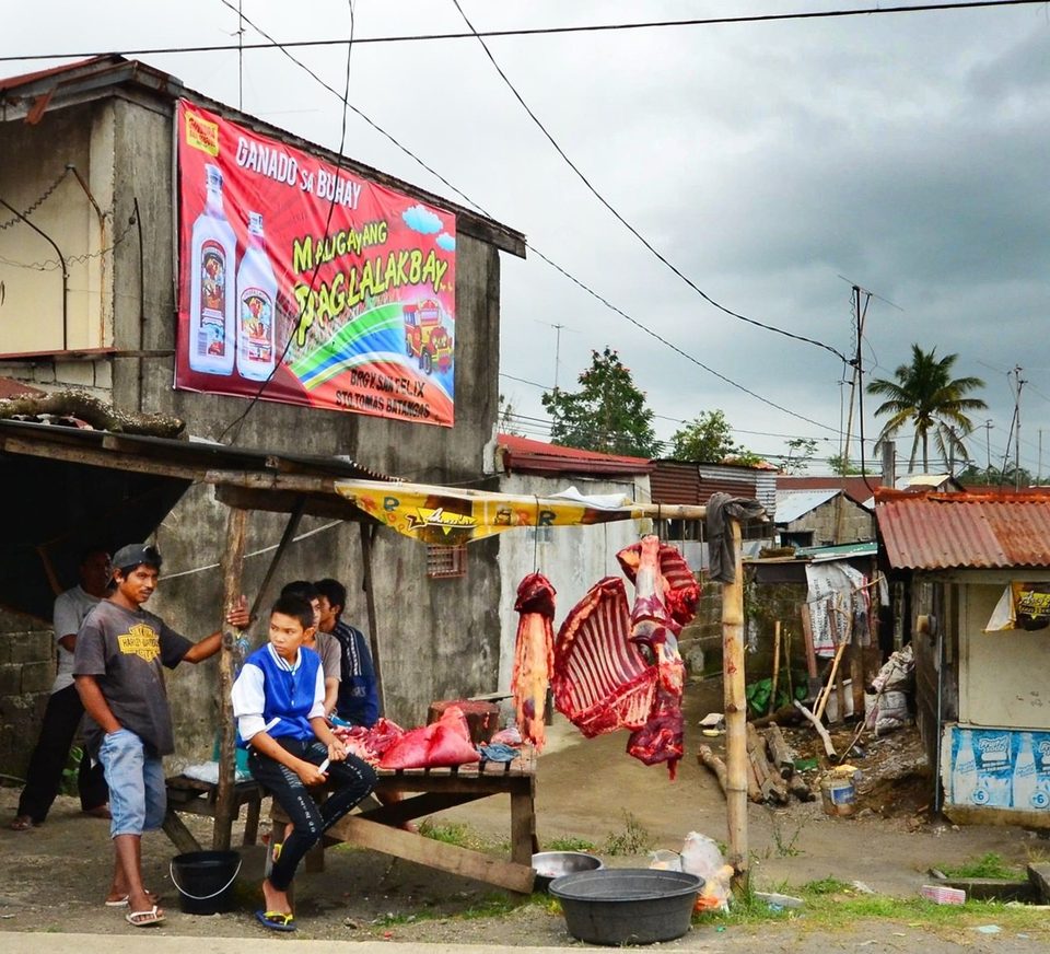 fresh meat for sale, on the way to San Carlos