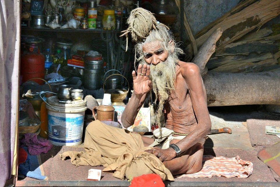 Sadhu, a hundred years old saint in Pushkar INDIA