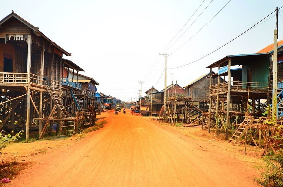 Floating Village in dry season with no water, Kompong Phluk