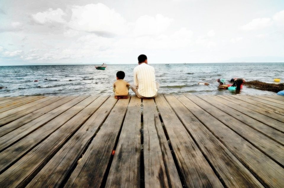 Waiting for the fishing boats. Kampot